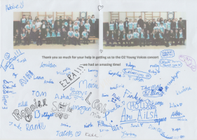 Thank you card signed by most pupils who attended